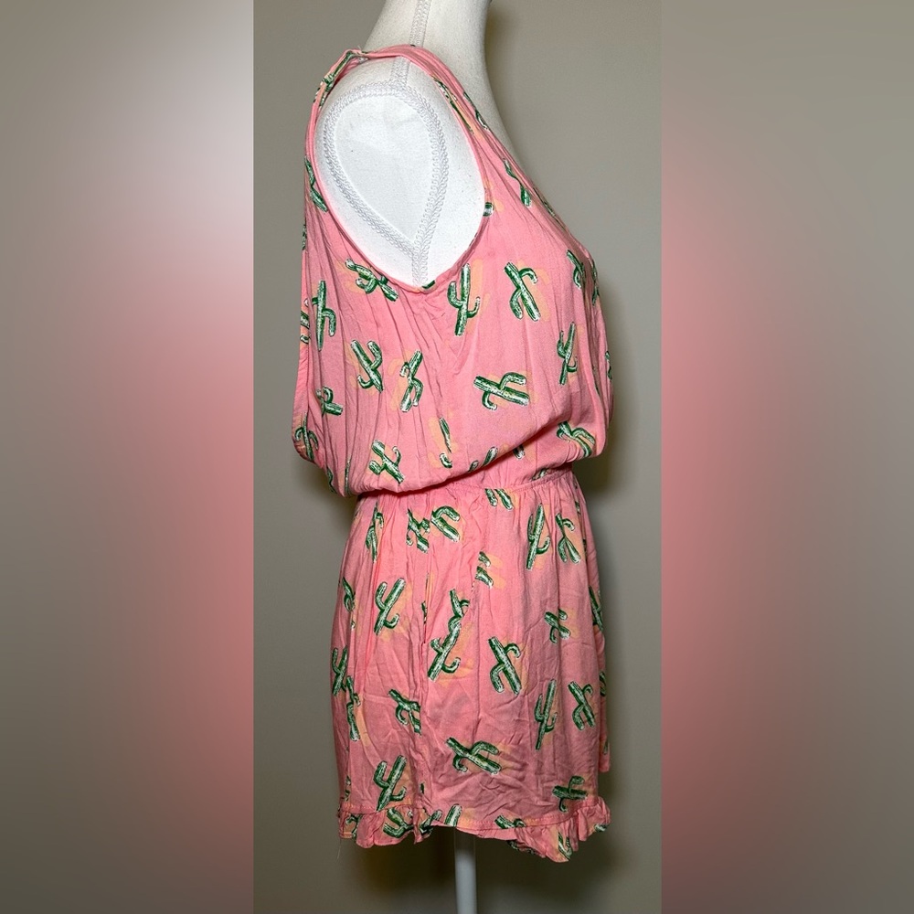NWT 🌵 Wet Seal Cactus Print Romper Pink Green Summer Beach Cute Boho Festival M - Picture 10 of 13